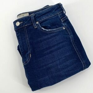 Free People Womens 26x26 Dark Wash High Rise Slim straight Raw Hem Ankle Jeans
